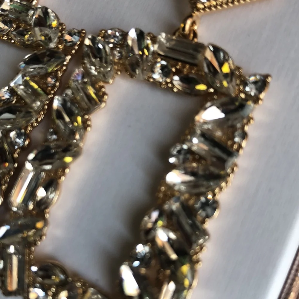 Elegant Gold Statement Earrings with Clear Glass Stones